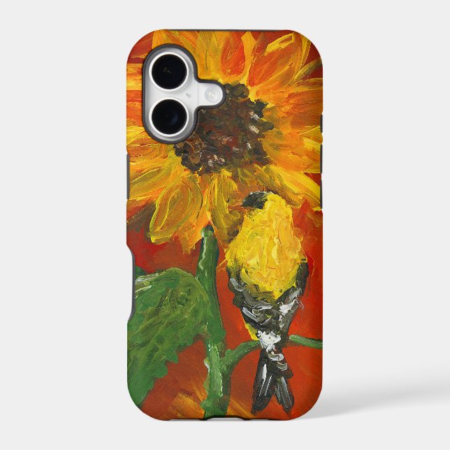 Sunflower with Goldfinch Iphone Case (Back)