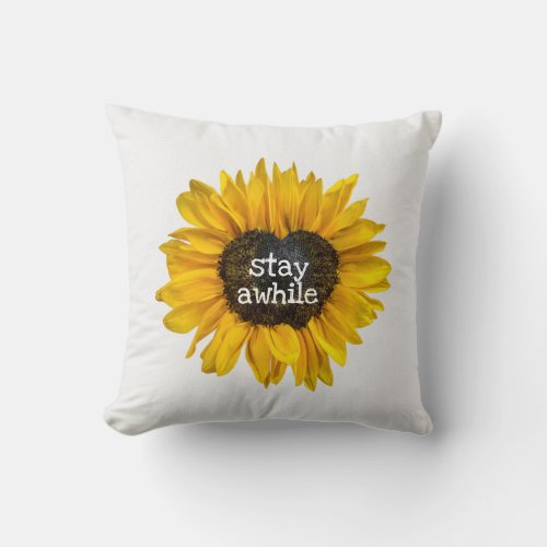 Sunflower with Heart Center Throw Pillow