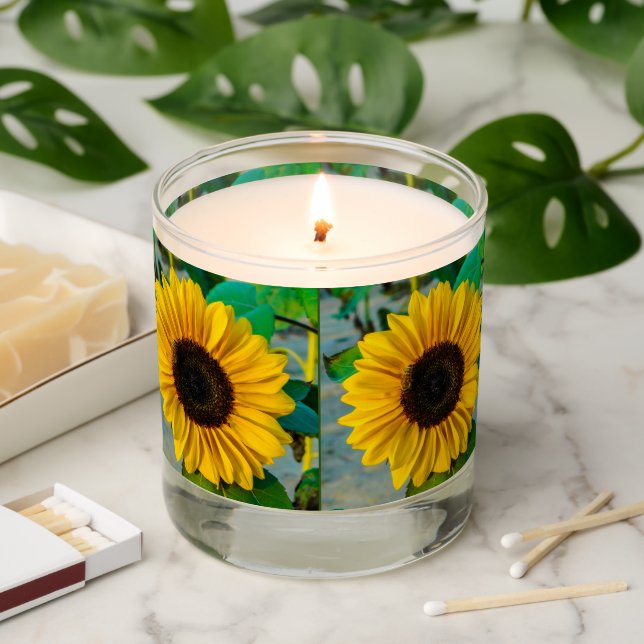 Sunflower with Honeybee Scented Candle (Lit)