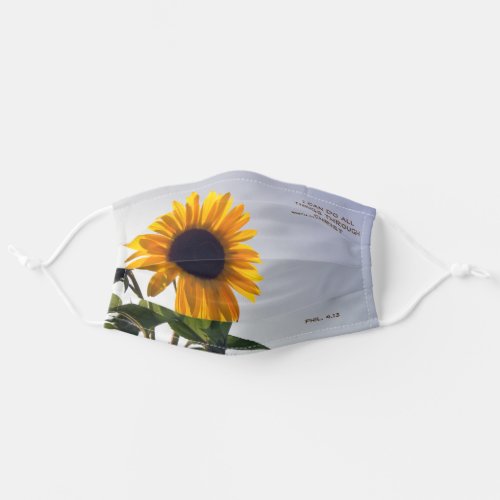 Sunflower with I can do all things through Christ Adult Cloth Face Mask