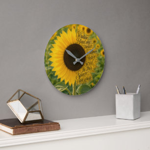 Sunflower with Inspiring Quote Large Clock