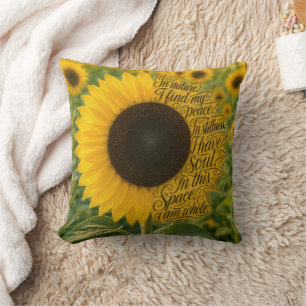 Sunflower with Inspiring Quote Throw Pillow