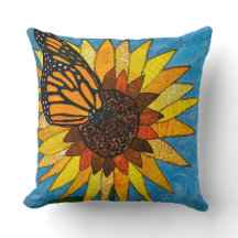 Sunflower with Monarch Pillow