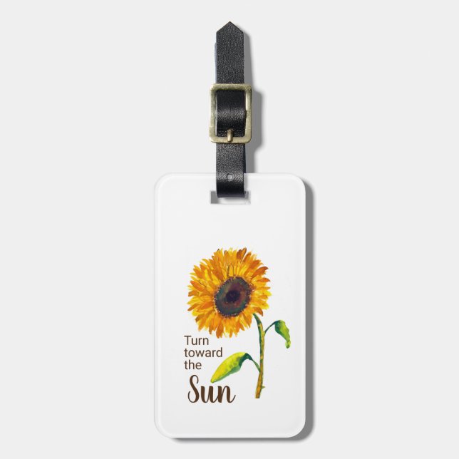 Sunflower with Name and Cute Saying Luggage Tag (Front Vertical)