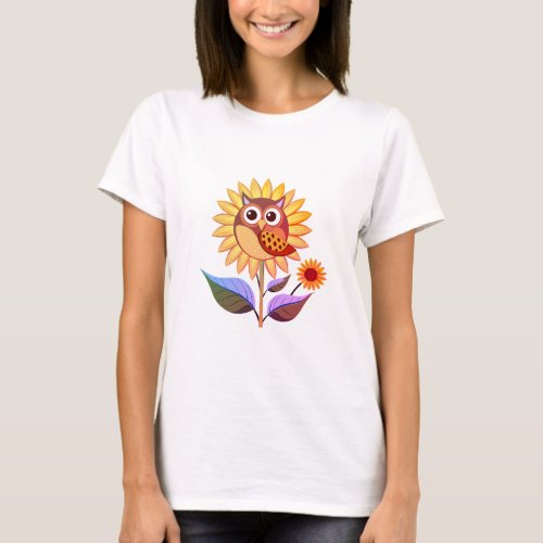 Sunflower with owl T_Shirt