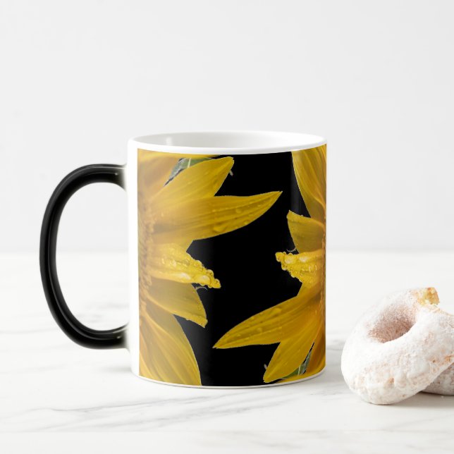 Sunflower With Raindrops Color Morph Mug (With Donut)