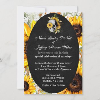 Sunflower With Skull Wedding Invitation by My_Wedding_Bliss at Zazzle