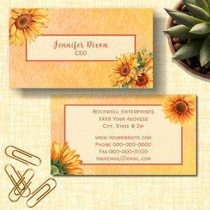 Sunflower with Soft Yellow Background Business Card