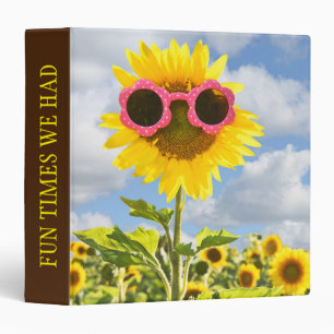 sunflower with sunglasses 3 ring binder