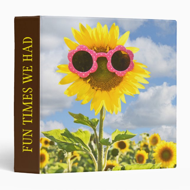 sunflower with sunglasses 3 ring binder (Front/Spine)