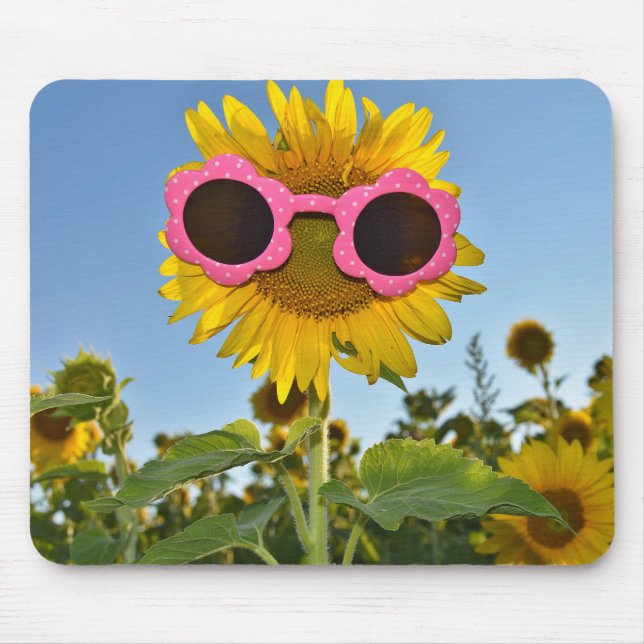 sunflower with sunglasses mouse pad (Front)