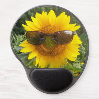 Sunflower with sunglasses mousepad. gel mouse pad