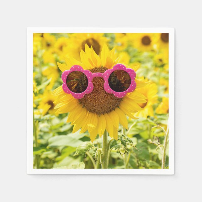Sunflower with Sunglasses   Napkins (Front)