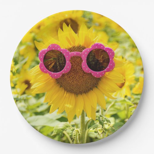 Sunflower with Sunglasses  Paper Plates