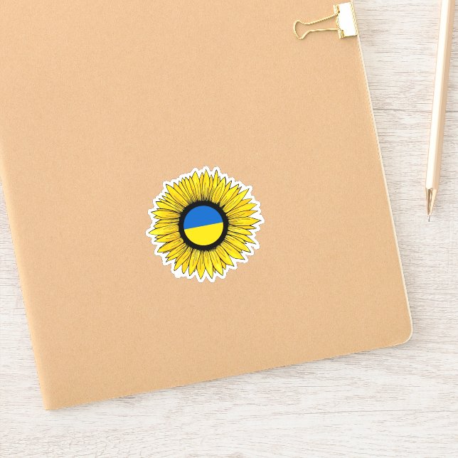 Sunflower with Ukrainian flag Sticker (Notebook)