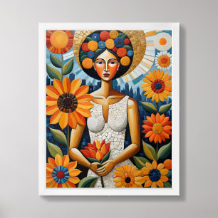 Sunflower Woman Framed Art