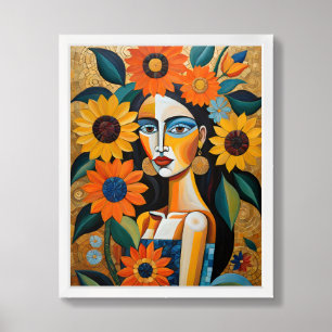 Sunflower Woman Framed Art