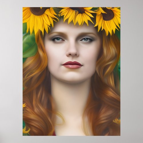 Sunflower Woman Poster