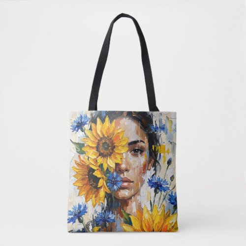 Sunflower Woman Tote Bag