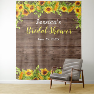 Sunflower Wood Bridal Shower Photo Booth Backdrop