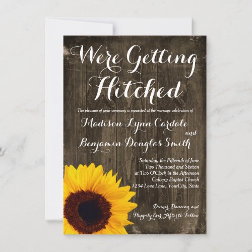 Sunflower Wood Getting Hitched Wedding Invitations