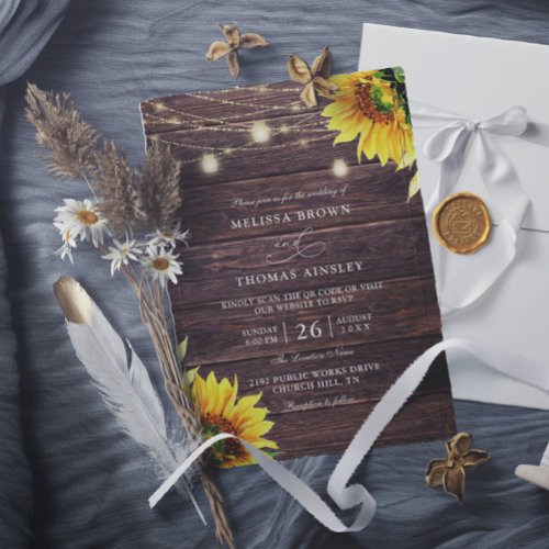 Sunflower Wood & Mason Jar Budget QR Code Wedding