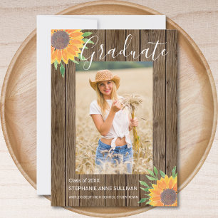 Sunflower Wood Photo Graduation Announcement