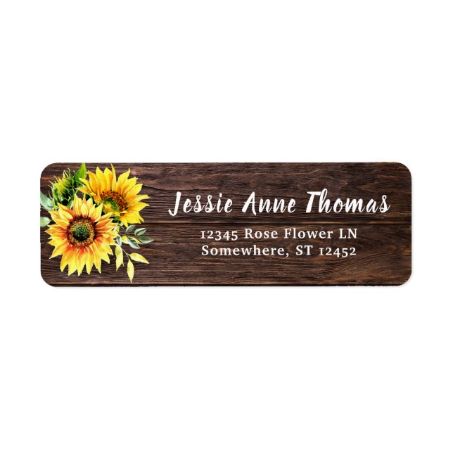 Sunflower & Wood Return Address Label (Front)