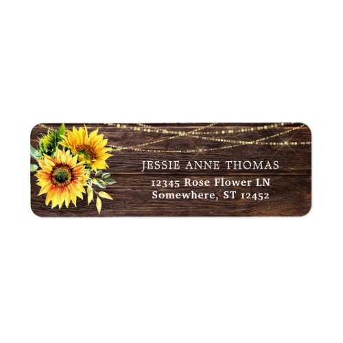 Sunflower Wood  String Light Return Address Label