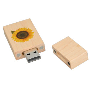 Sunflower Wood USB Flash Drive