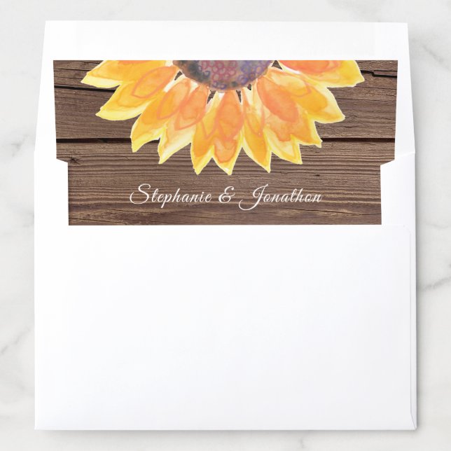  Sunflower Wood Wedding Envelope Liner (In Envelope)