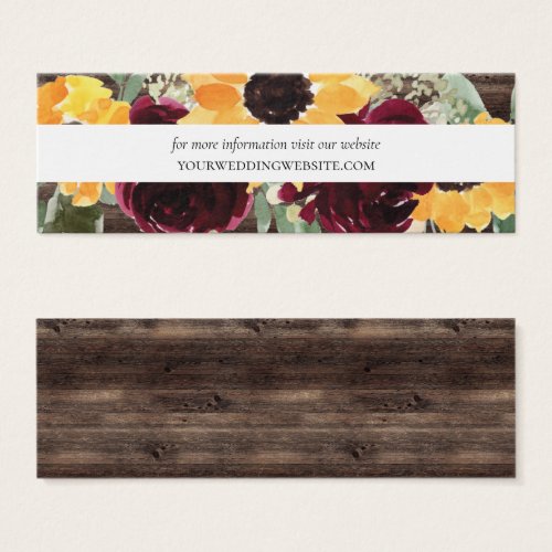 Sunflower Wood Wedding Website Insert Cards Mini