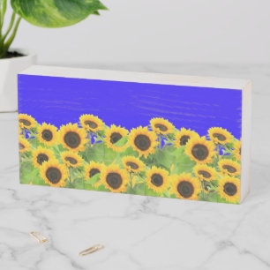 Sunflower Wooden Box Ukrainian Flag Colors