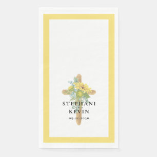 Sunflower Wooden Cross Wedding Paper Guest Towels