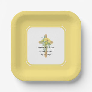 Sunflower Wooden Cross Wedding Paper Plates