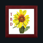 Sunflower Wooden Jewelry Keepsake Box<br><div class="desc">Celebrate your special occasion with this fun amber sunflower keepsake box. This sunflower design emphasizes amber through the color scheme. Add a special touch by adding text and background color to this keepsake box.</div>