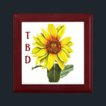 Sunflower Wooden Jewelry Keepsake Box<br><div class="desc">Celebrate your special occasion with this fun amber sunflower keepsake box. This sunflower design emphasizes amber through the color scheme. Add a special touch by adding text and background color to this keepsake box.</div>