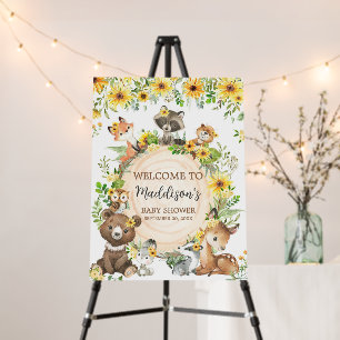 Sunflower Woodland Animal Baby Shower Welcome Sign