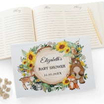 Sunflower Woodland Animals Baby Shower Guest Book