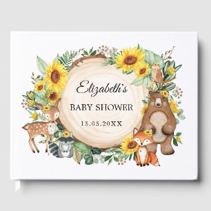 Sunflower Woodland Animals Baby Shower Guest Book