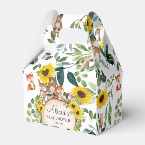 Sunflower Woodland Animals Baby Shower Thank You Favor Boxes
