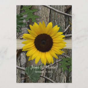 Sunflower Woodland Camo Wedding Invitation