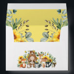 Sunflower Woodland Forest Animals Return Address Envelope<br><div class="desc">Adorable woodland-themed envelopes featuring cute forest animals and rustic watercolor sunflower & greenery. Matching items available in our store!</div>