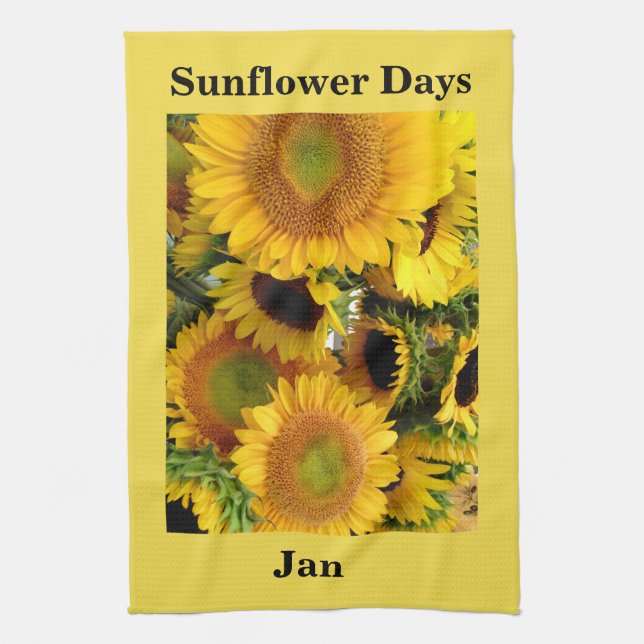 Sunflower Woven Yellow YOUR NAME PHRASE Gift Towel (Vertical)
