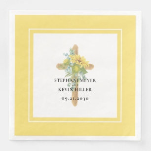 Sunflower Wrapped Wooden Cross Wedding Paper Dinner Napkins