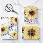 Sunflower Wrapping Paper Flat Sheet Set of 3<br><div class="desc">Celebrate any special occasion with this lovely sunflower wrapping paper set! Perfect for weddings,  bridal showers,  sending sunshine,  or just because!</div>