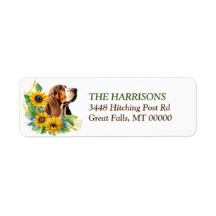 Sunflower Wreath Basset Hound Return Address Label