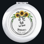 Sunflower Wreath Bridal Shower Compact Mirror<br><div class="desc">Sunflower Wreath Bridal Shower This sunflower wreath theme is perfect for your best friend’s bridal shower, bridal brunch, or garden party. Celebrate with this summer floral design with a black polka-dot backside. Design features three sunflowers tied with a polka-dot ribbon on a wired round wreath. Check out the matching party...</div>