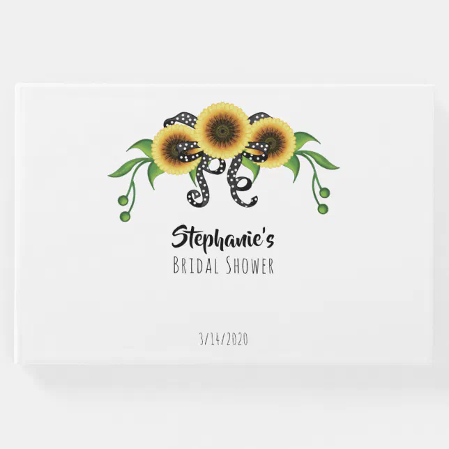 Sunflower Wreath Bridal Shower Guest Book Zazzle