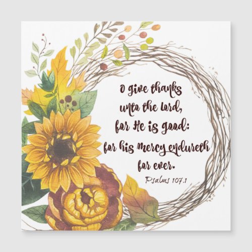 Sunflower Wreath Give Thanks Psalms Bible Verse